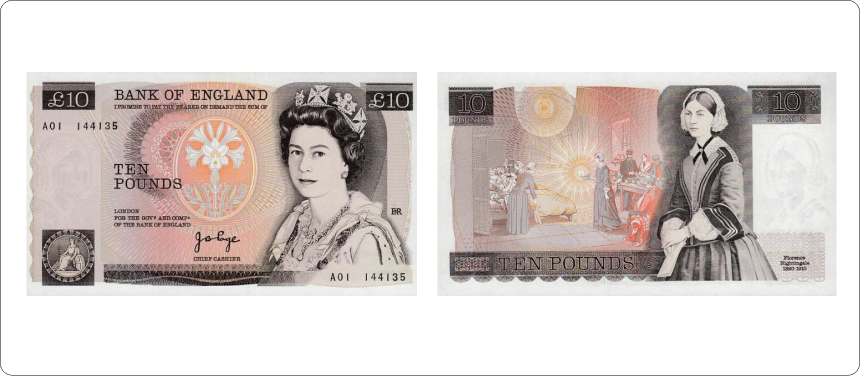 Nightingale was the first historical woman to appear on banknotes