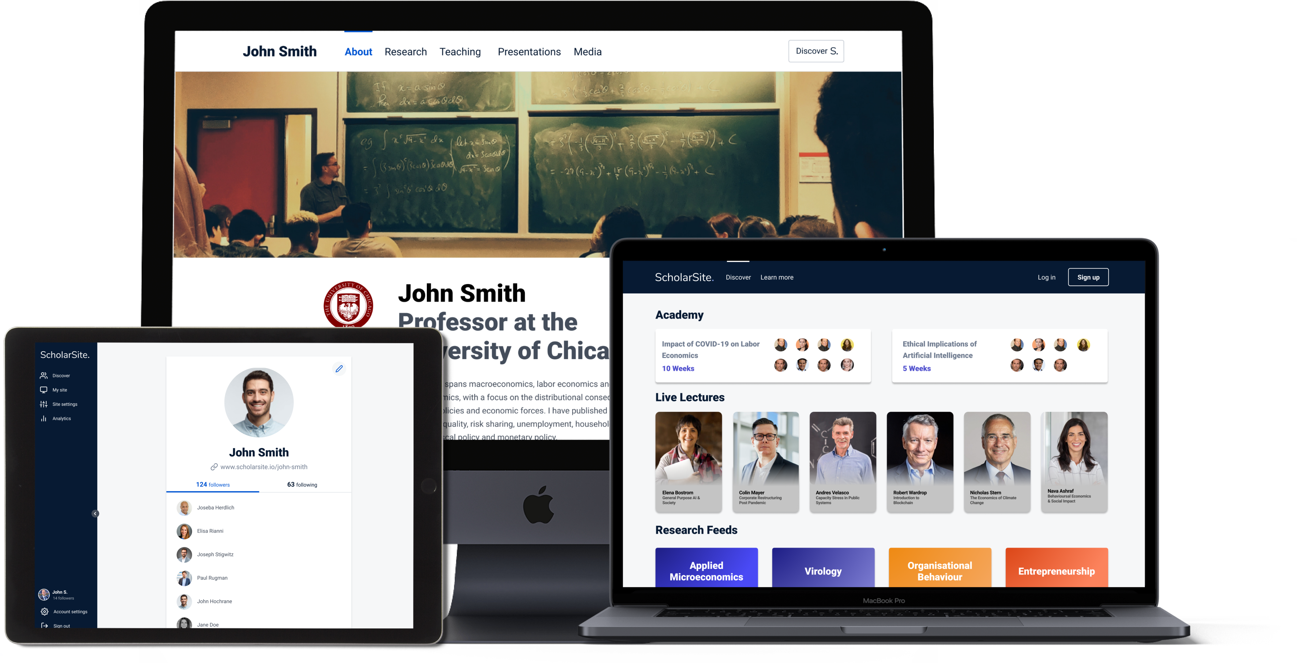 Mockups of ScholarSite Platform
