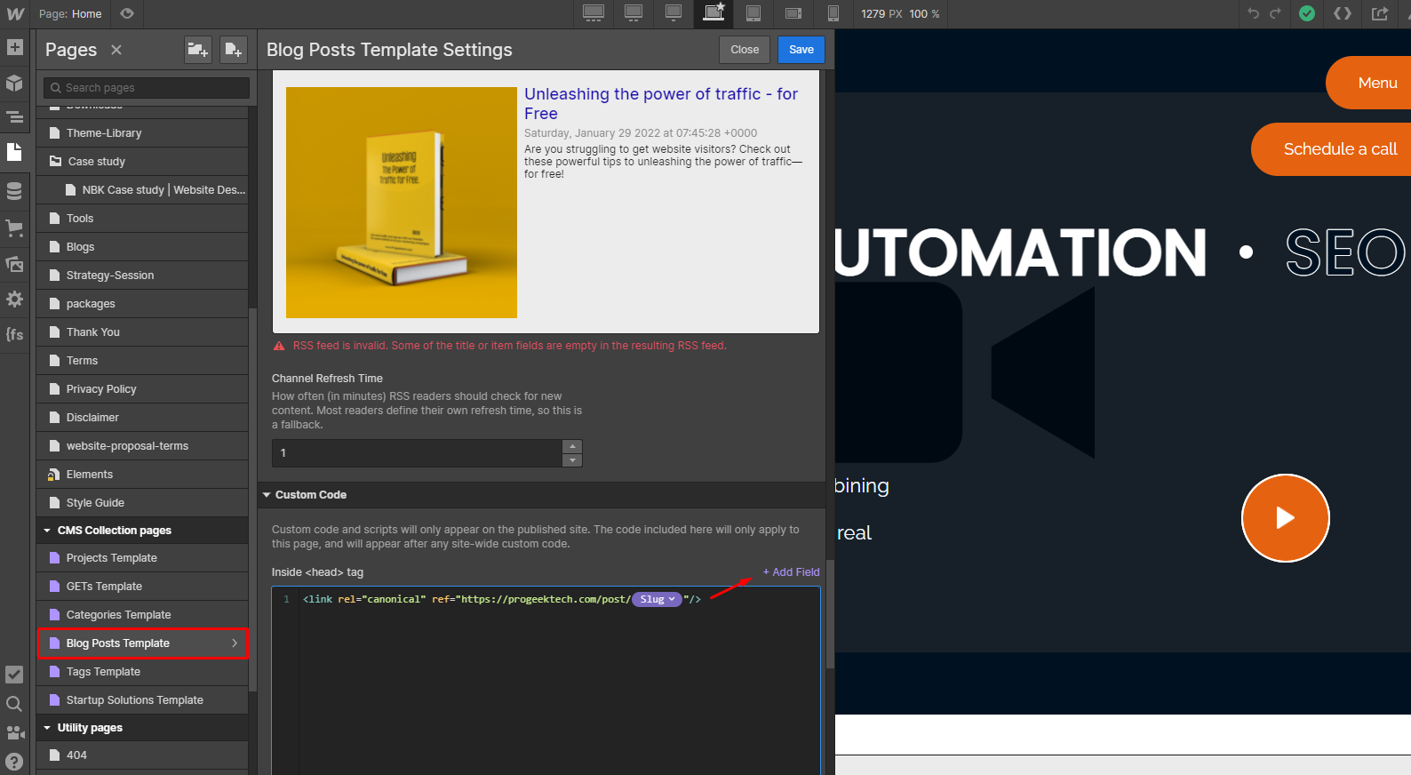 Webflow Canonical