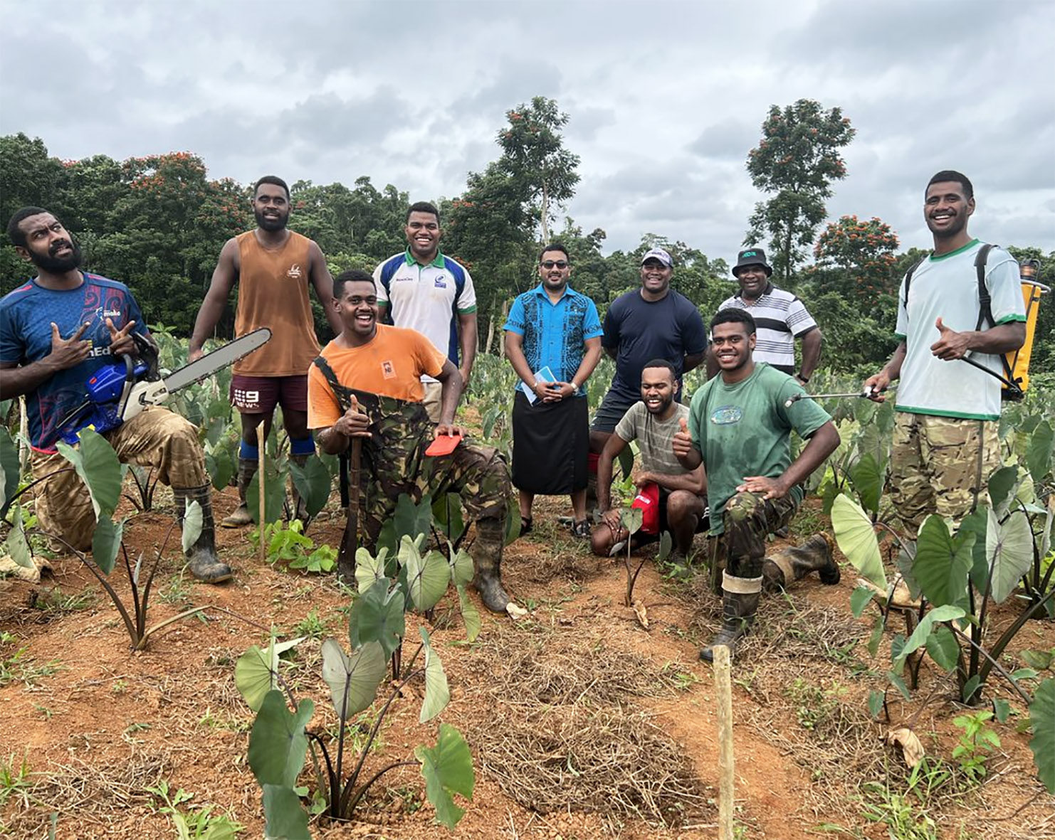 AgriRugby farming team in taro field