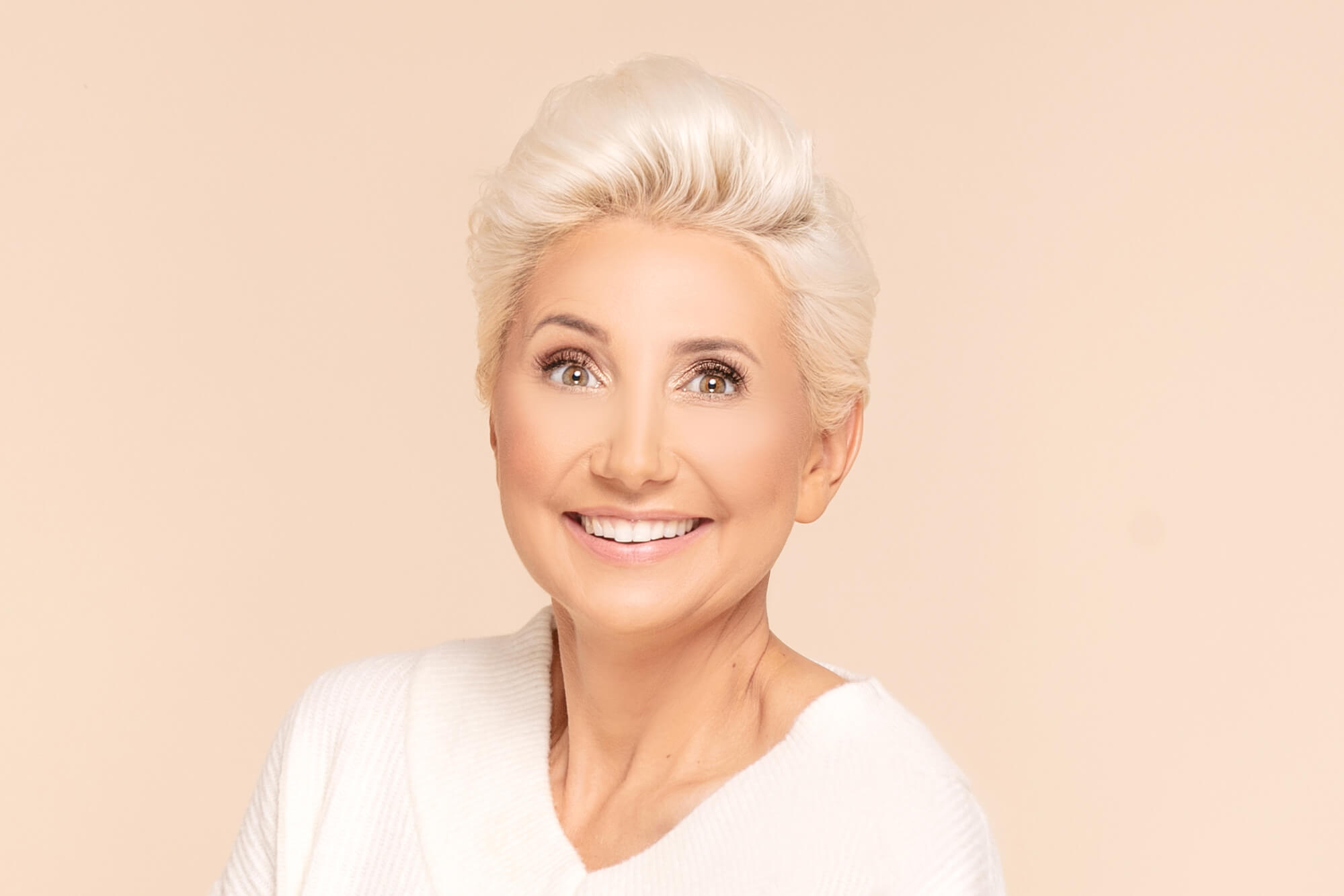 A beautiful senior woman wearing dentures in monroe ny