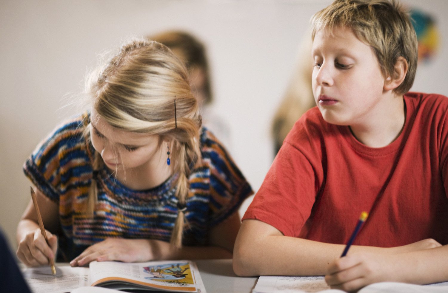 A student looking at another student's answers