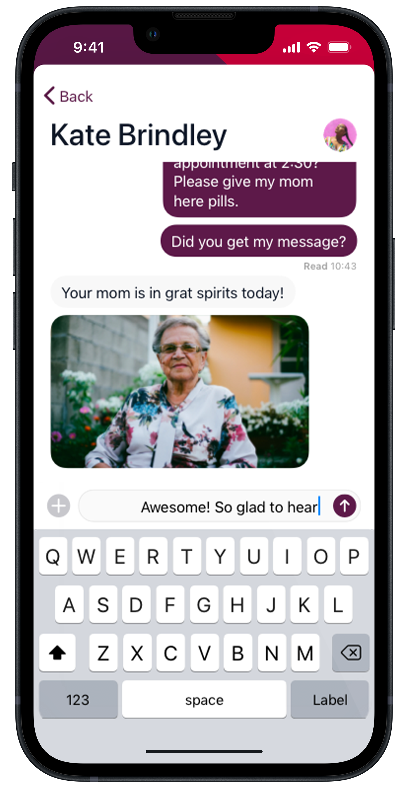 Instant messaging feature app screen