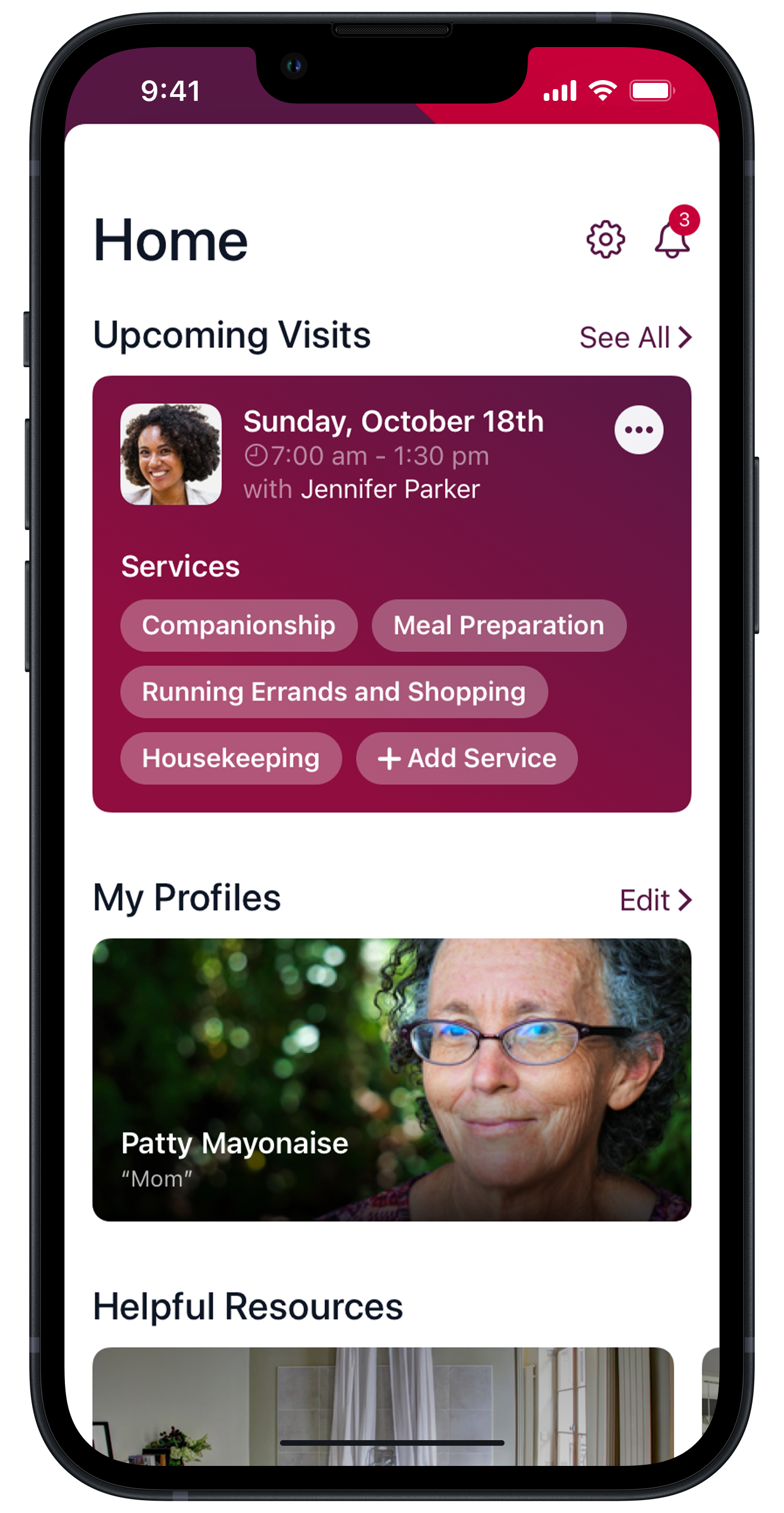 Home app screen