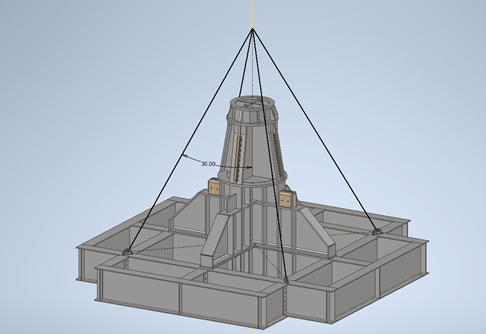 Offshore installation frame lift rigging arrangement