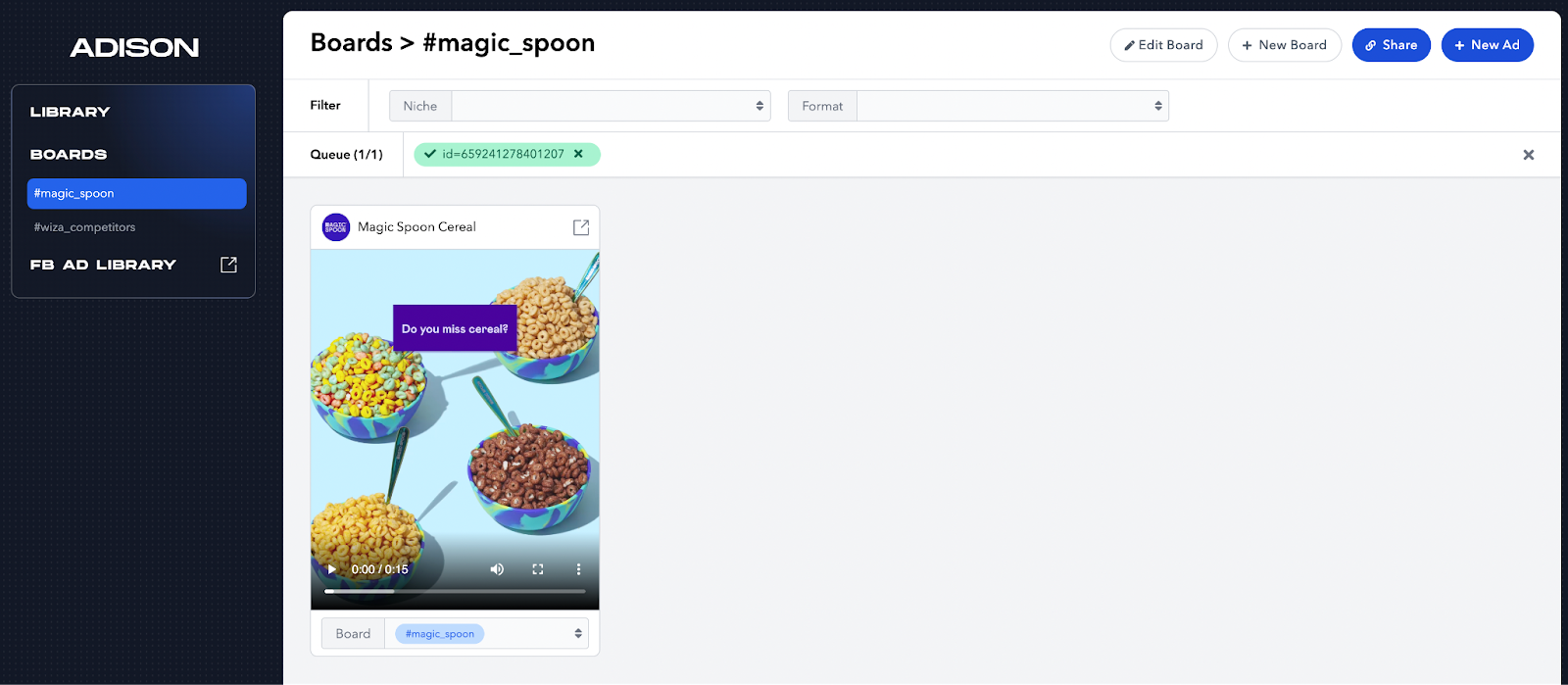 Adison Facebook Ads board