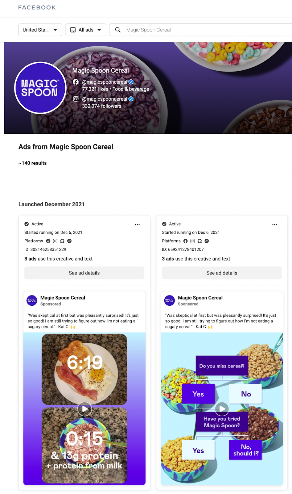 Facebook Ads page