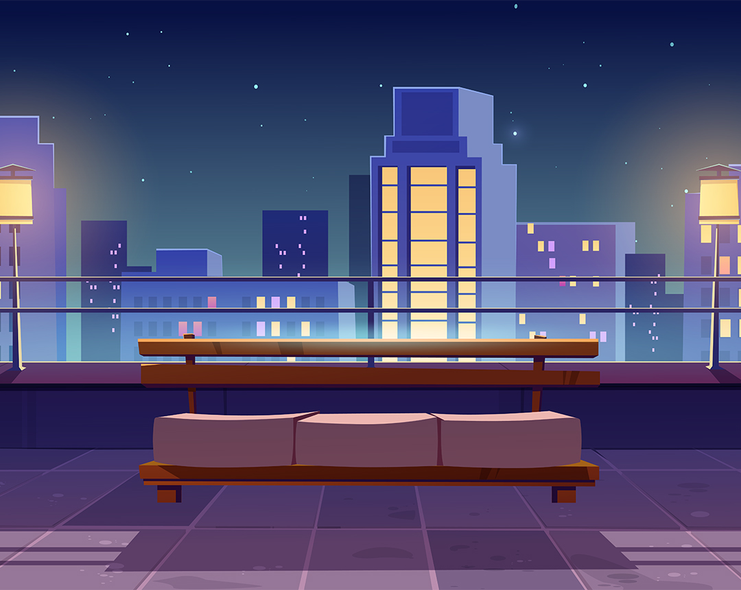 purple cityscape