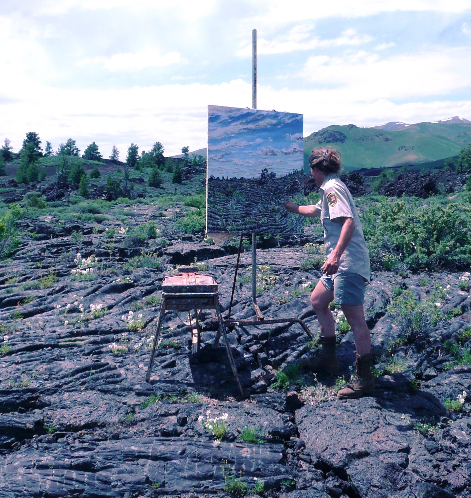 Craters of the Moon Park with Artist-in-Residence Cindy Tower. Credit National Park Service
