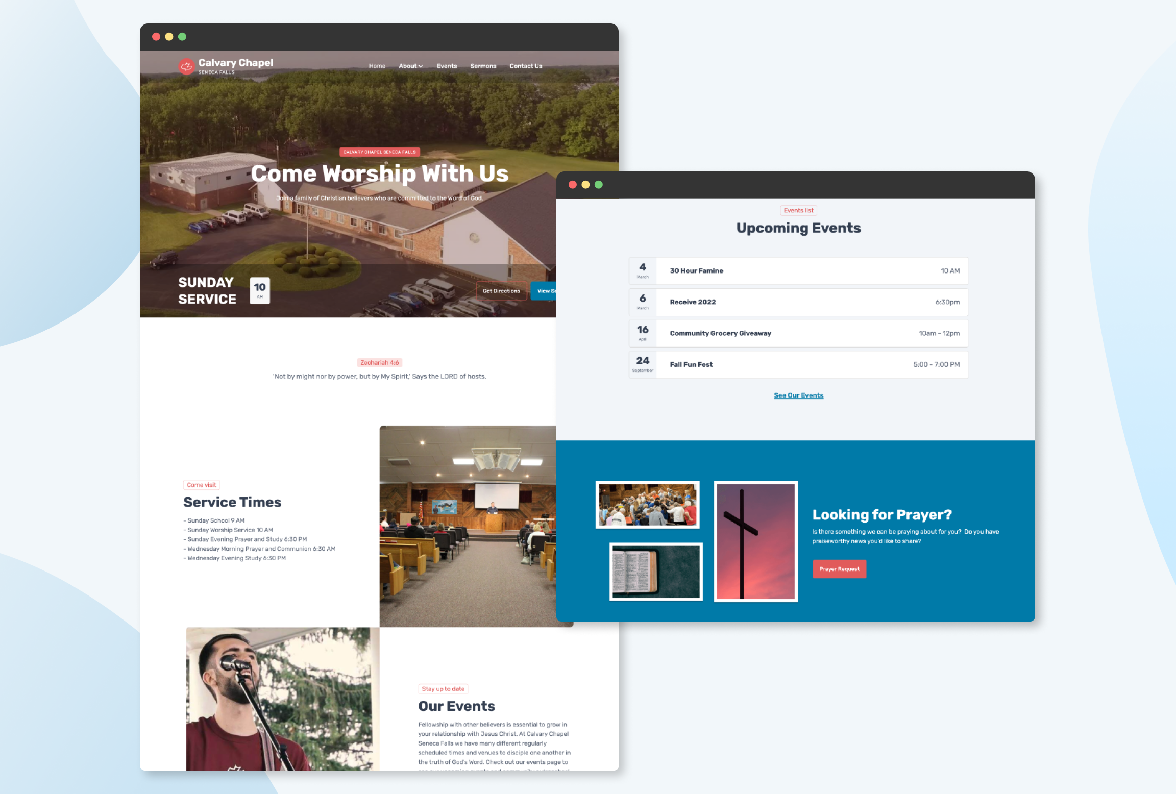calvary chapel website page mockup