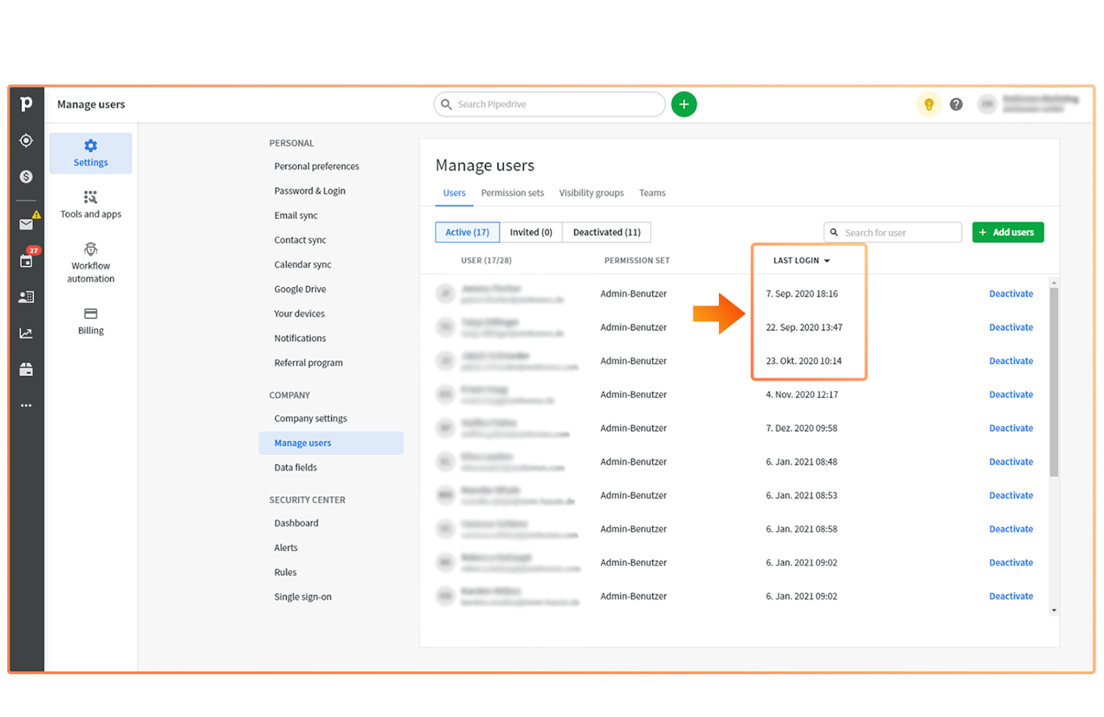 saving costs on pipedrive by archiving unused licenses