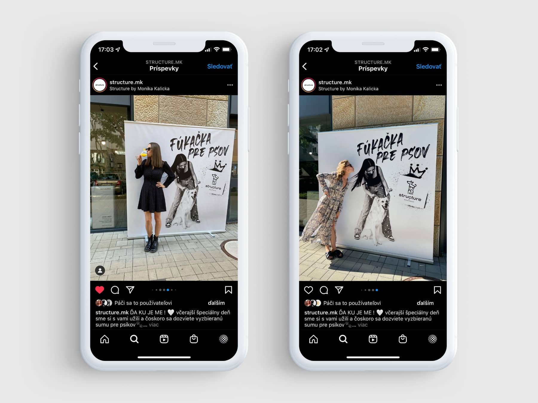 Fúkačka pre psov screenshot Instagramu