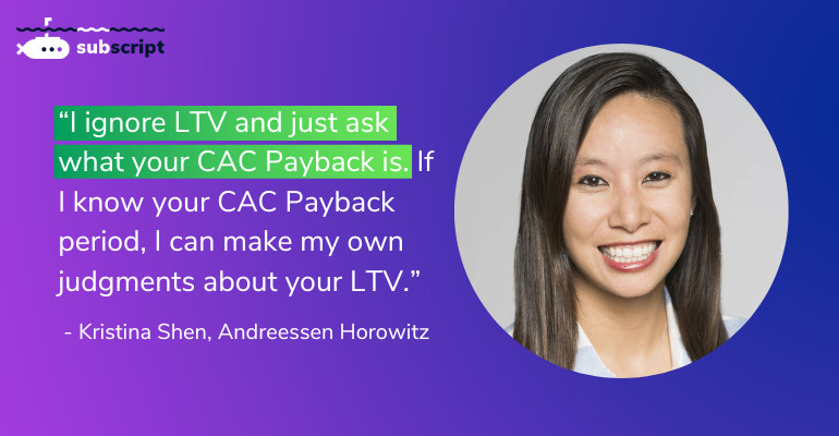 I ignore LTV and just ask what your CAC Payback is. If I know your CAC Payback period, I can make my own judgments about your LTV