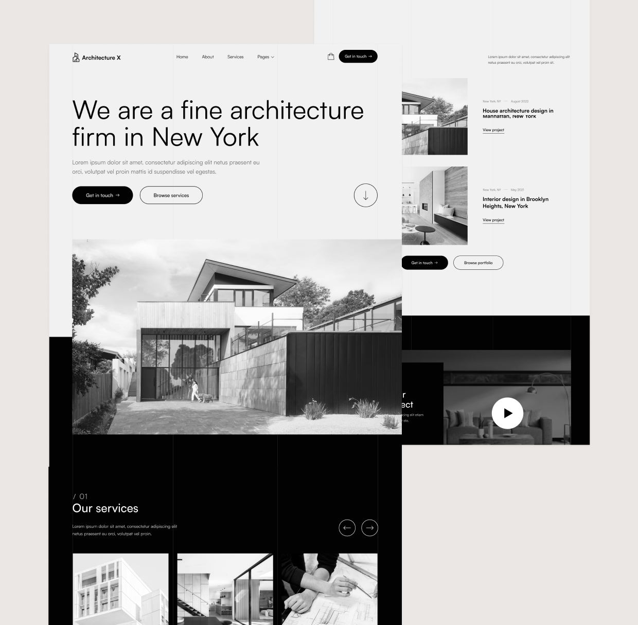 Architecture X site Design Arte X flow website template