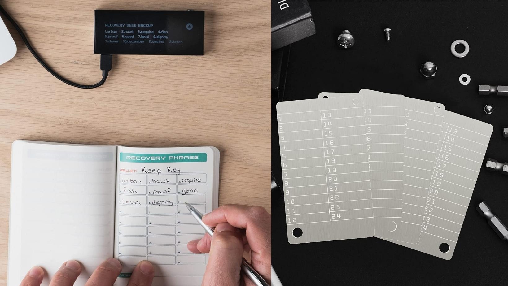 Stonebook secure crypto password notebook and Steel crypto hardware wallet