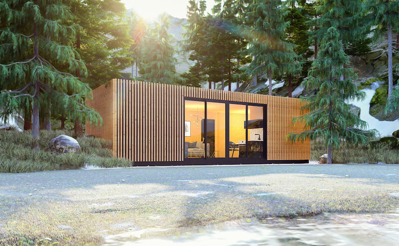 Module en bois dans la forêt