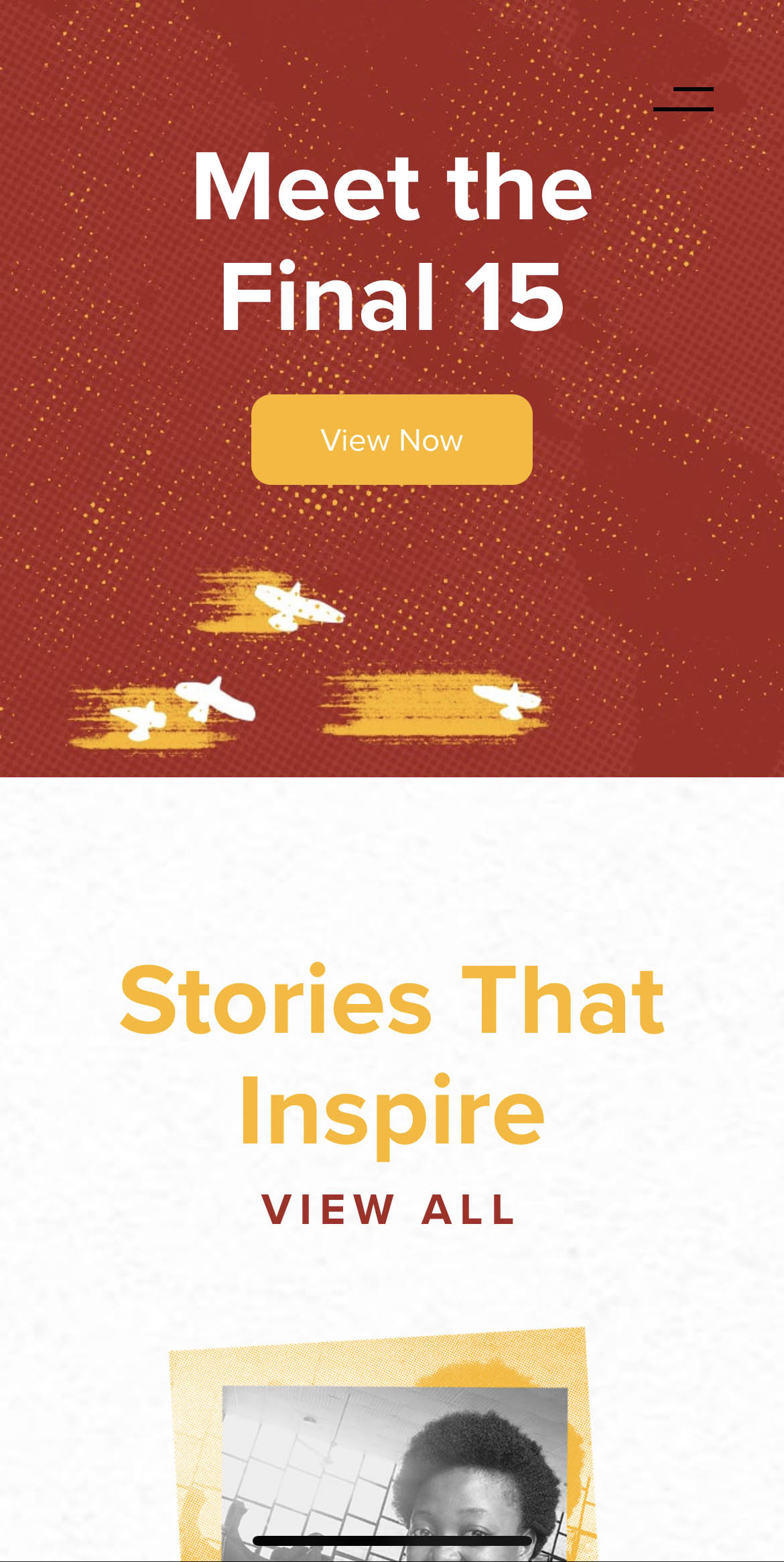 Mobile screenshots of meet the final 15 section