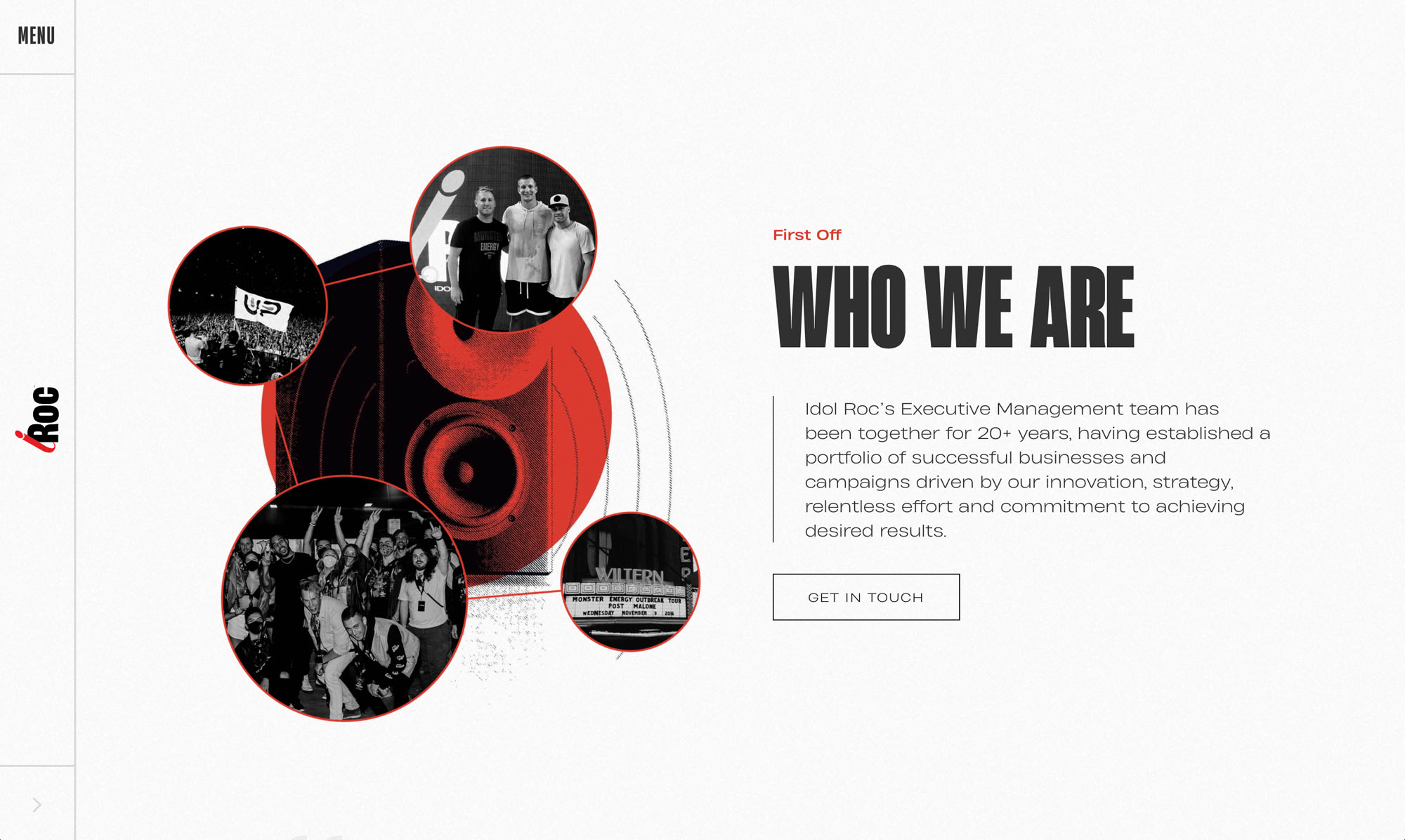 Idol Roc Website Screenshot - who we are section