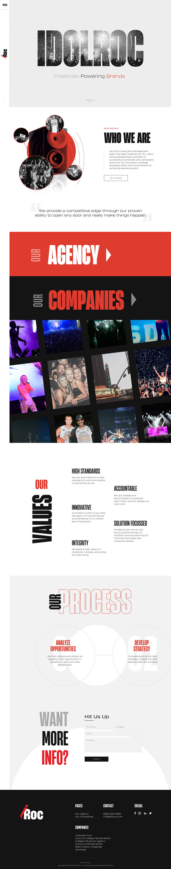 Wireframe of IdolRoc website - Home page
