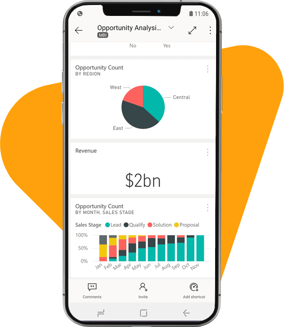 Data information on phone mockup.
