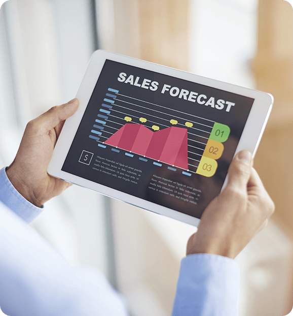 Sales forecast on tablet.
