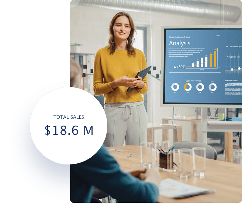 Woman doing a sales presentation.