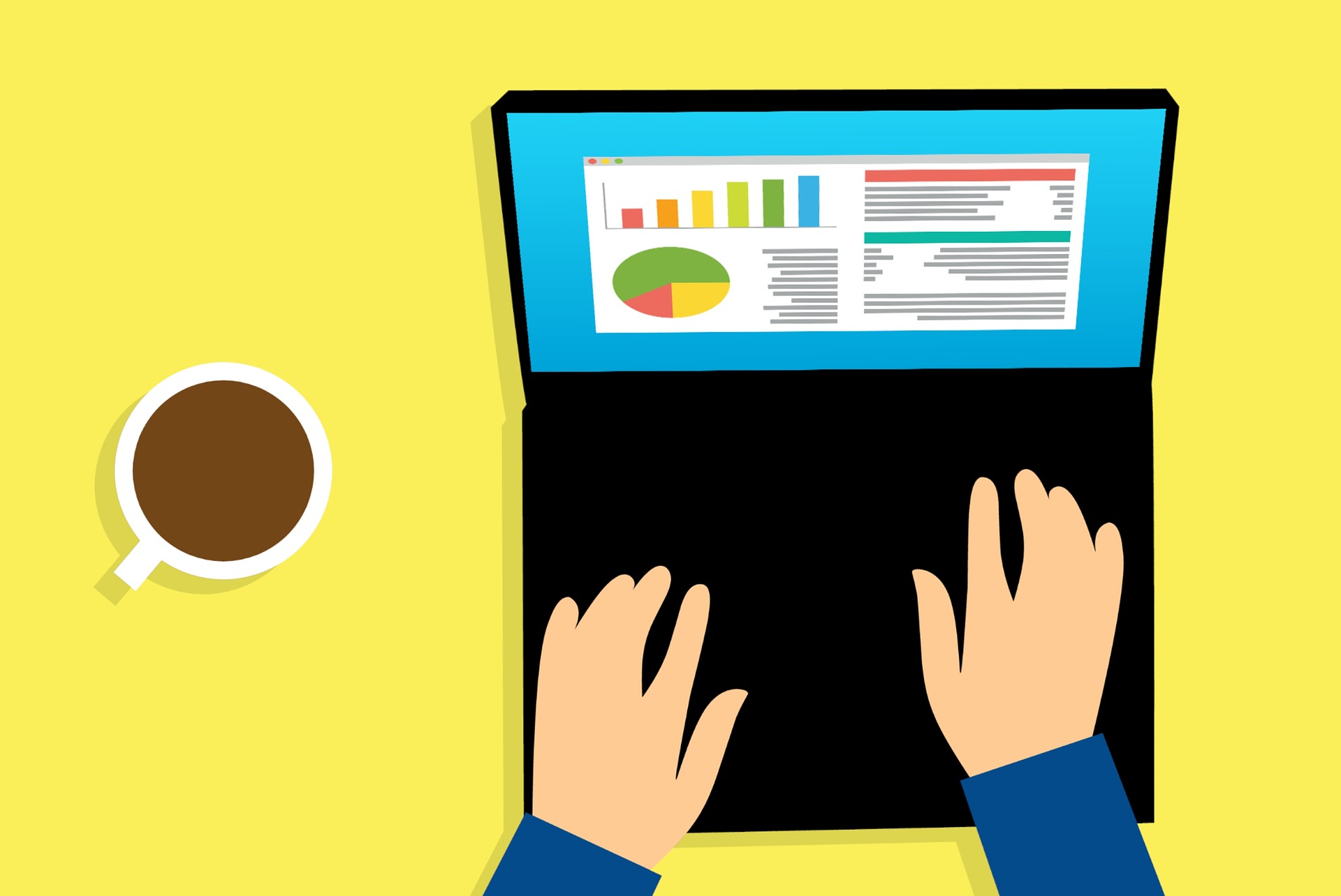 Illustration of a person using laptop for data analysis