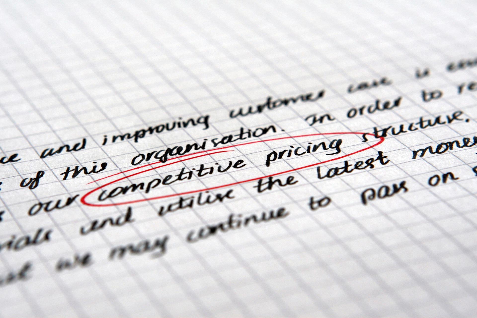 Encircled text of competitive pricing
