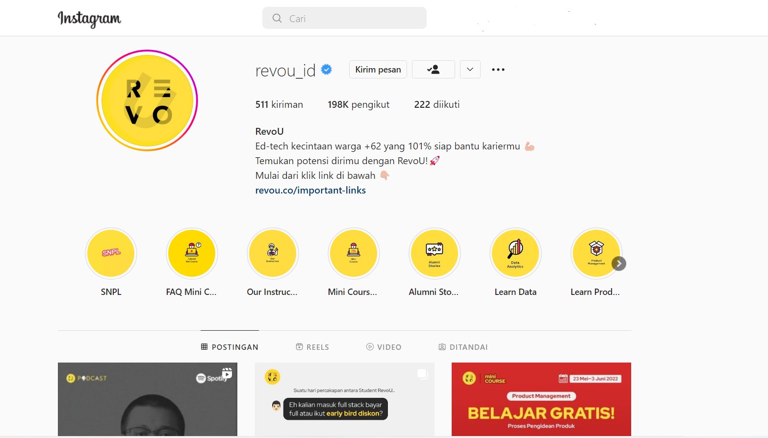 Akun Instagram RevoU
