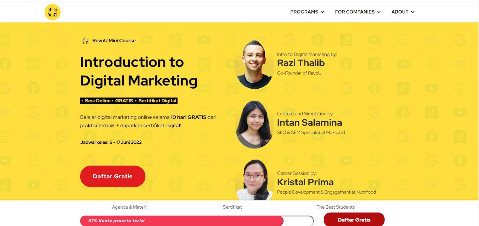 Contoh Kursus Social Media Marketing