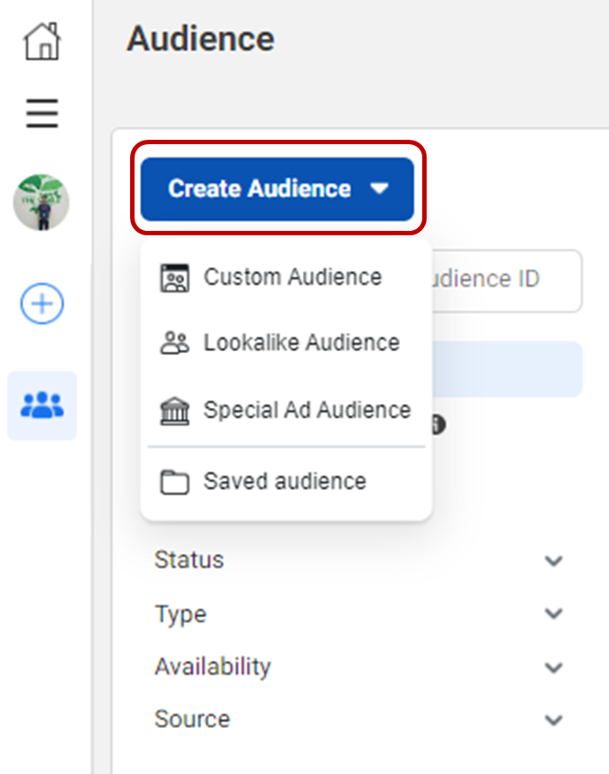 Tombol Create Audience Facebook Ads