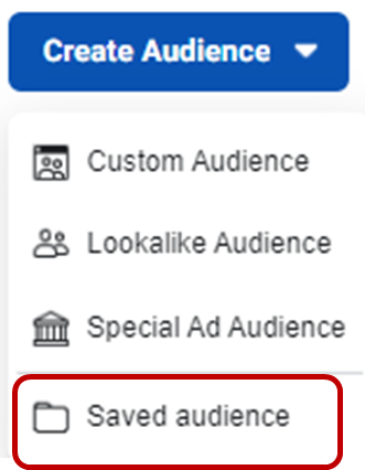 Tombol Saved Audience Facebook Ads