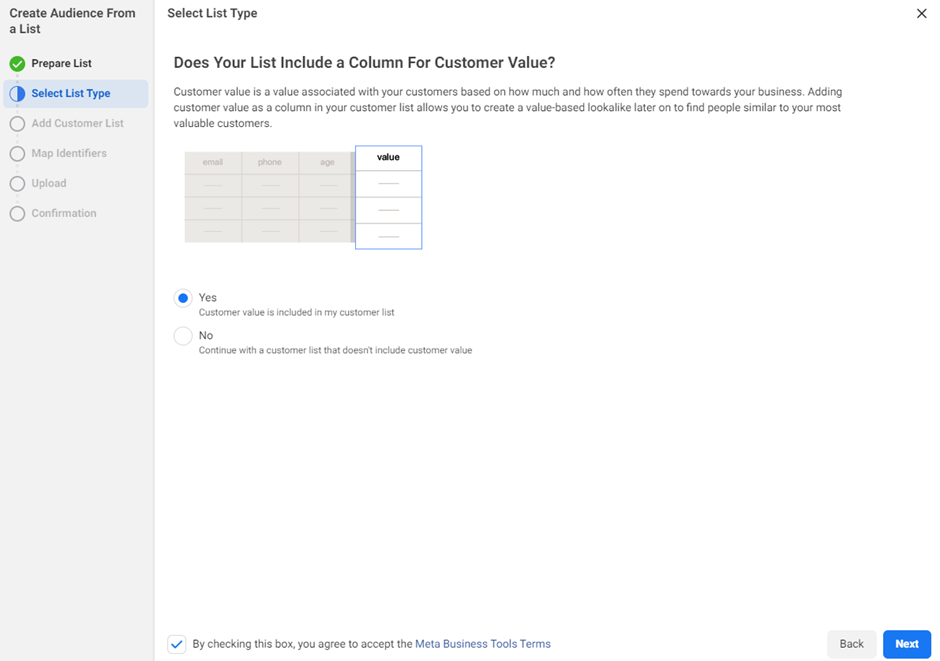 tampilan data nilai customer list