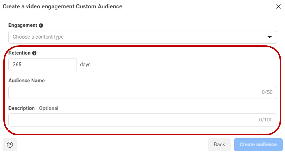 Tampilan pemberian nama custom audience
