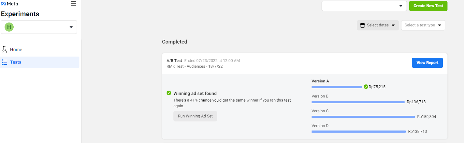 A/B Testing melalui Facebook Business Manager