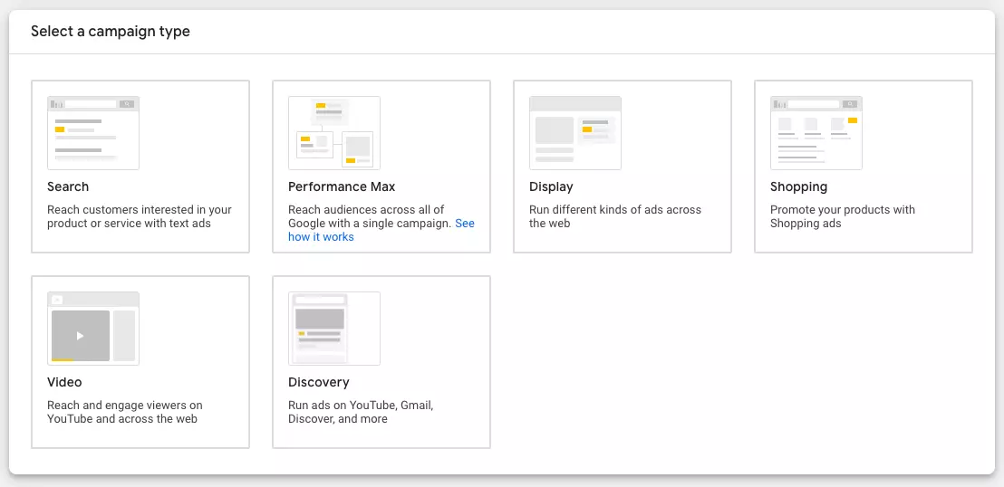 tentukan campaign type di Google Ads