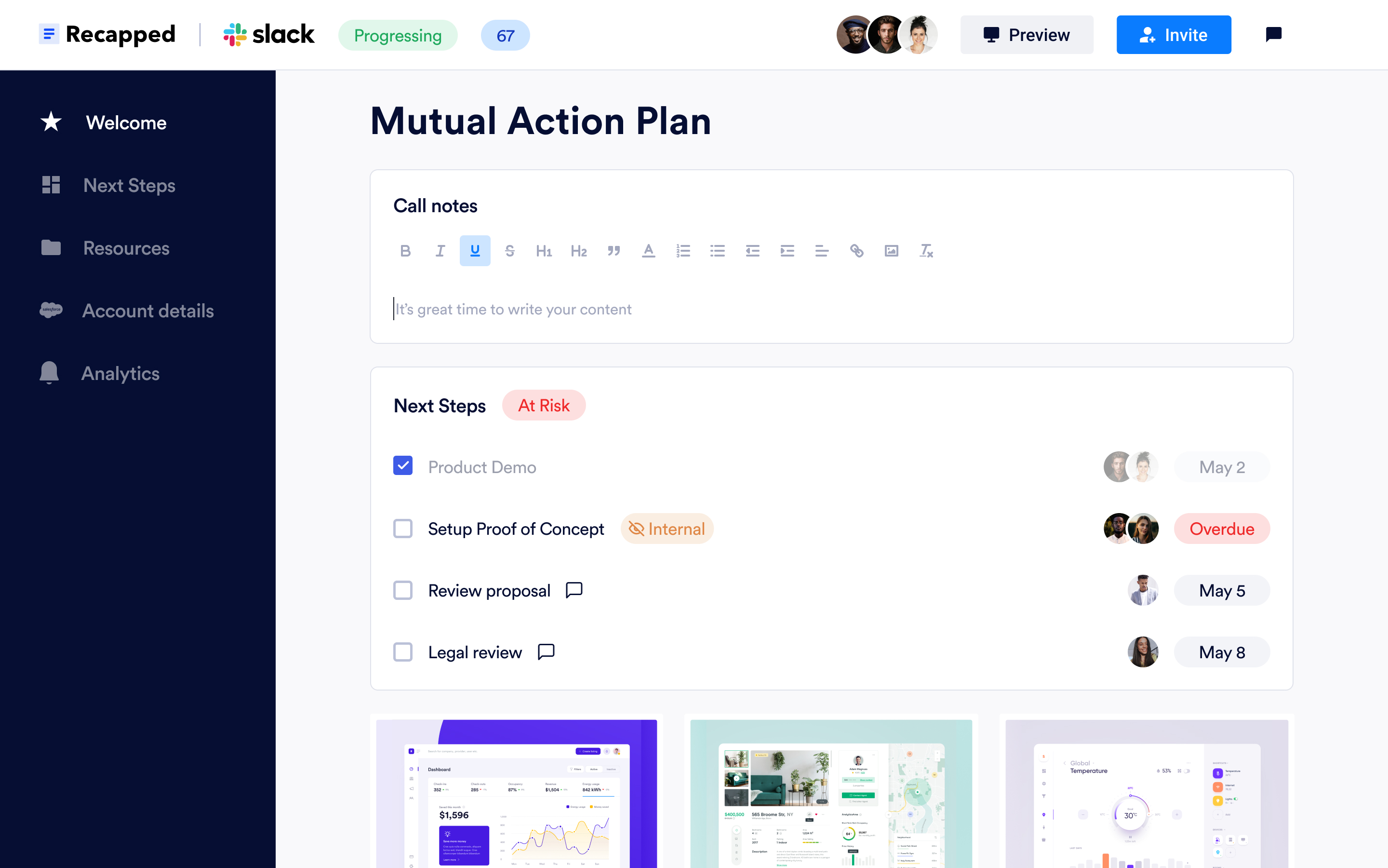 Recapped Mutual Action Plan