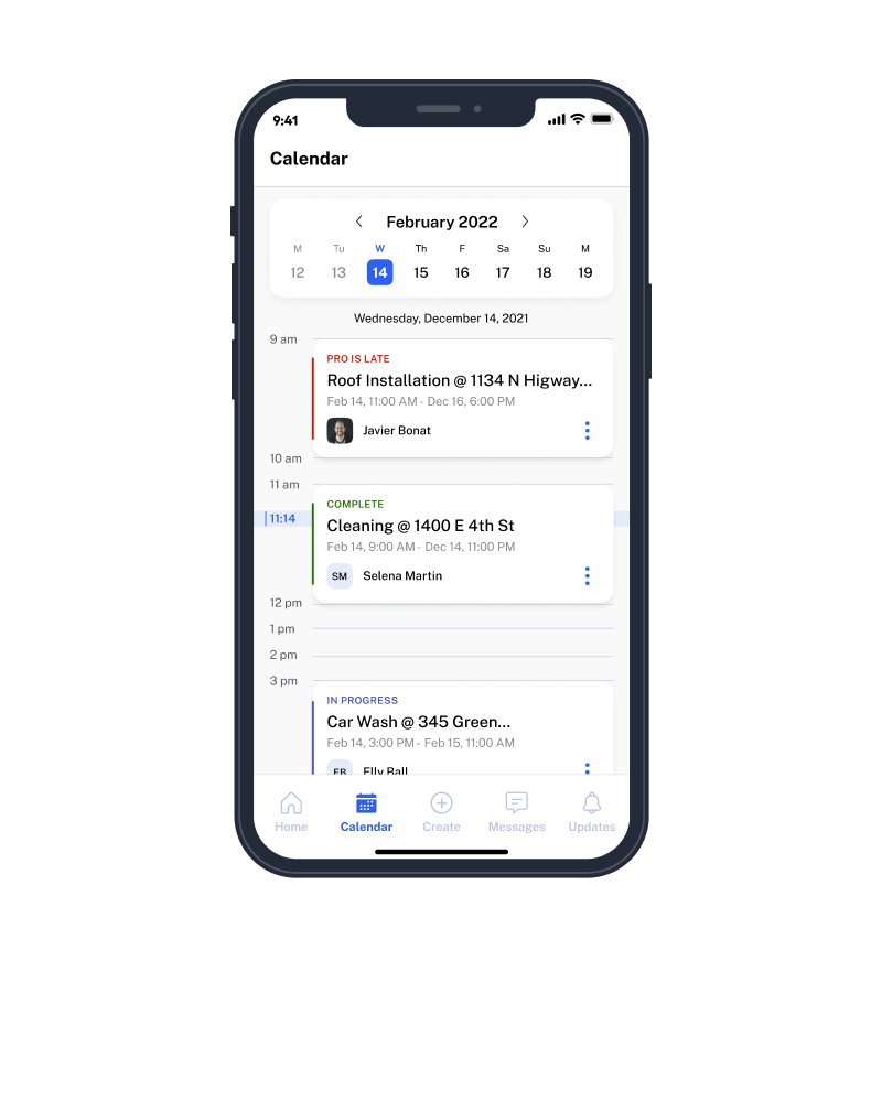 Manage jobs in calendar