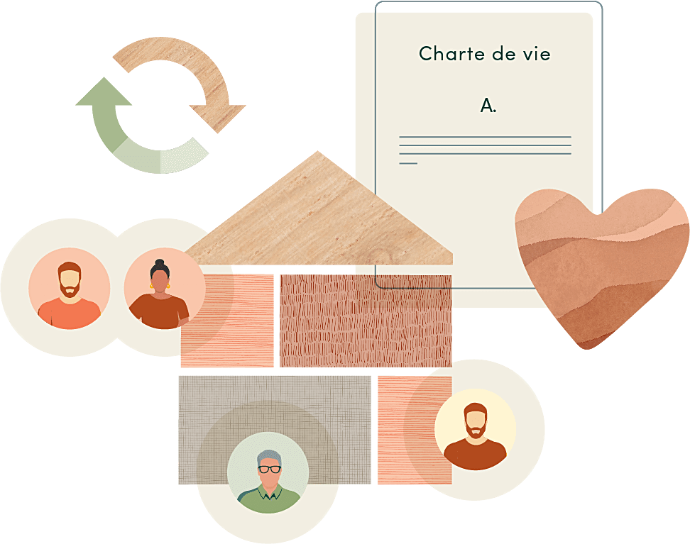 Illustration démontrant les derniers besoins à accomplir durant la quatrième étape d'un projet d'habitat participatif