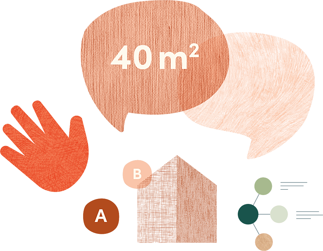 Illustration démontrant le travail de discussion nécessaire à la réalisation d'un habitat participatif durant la première étape d'un projet.