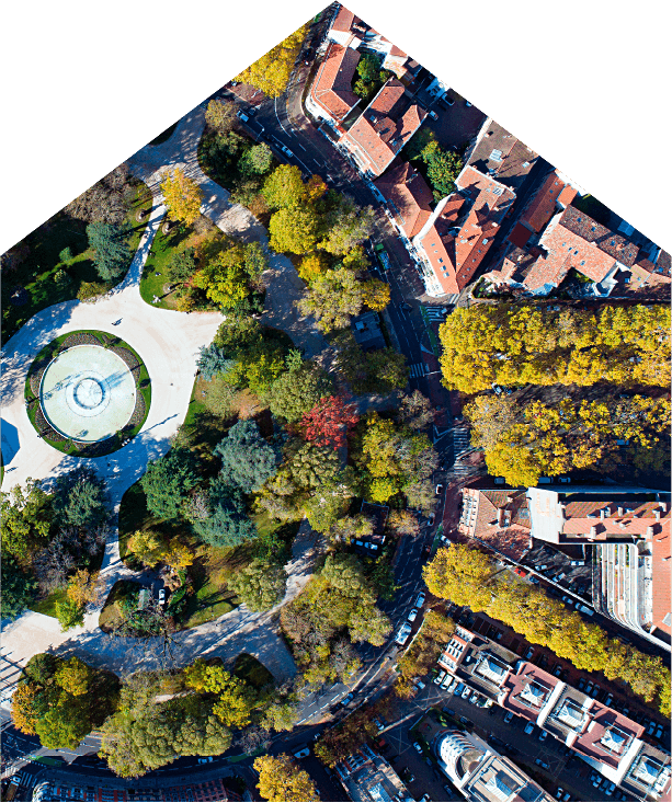 Vue en vol d'oiseau d'un quartier de Toulouse