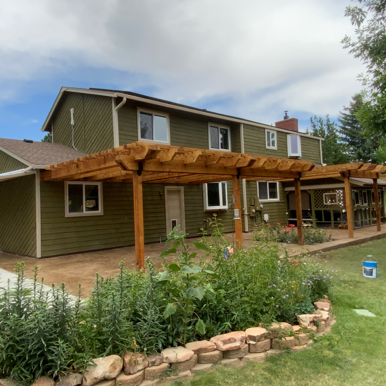 Heavy Timber Pergola over a Concrete Patio