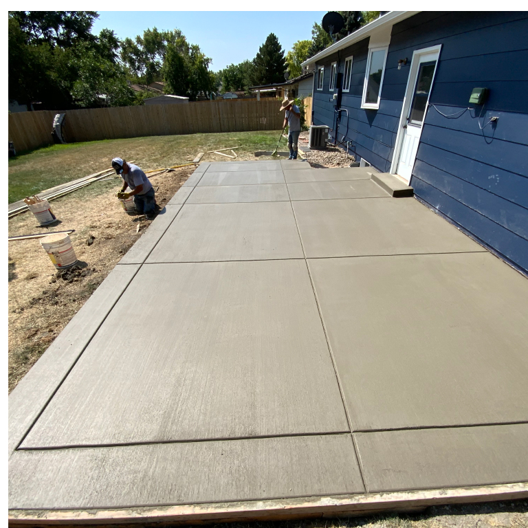 Installation and Drying of Gray Concrete patio