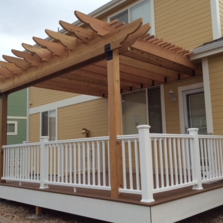 Attached Standard Stacked Pergola over a deck