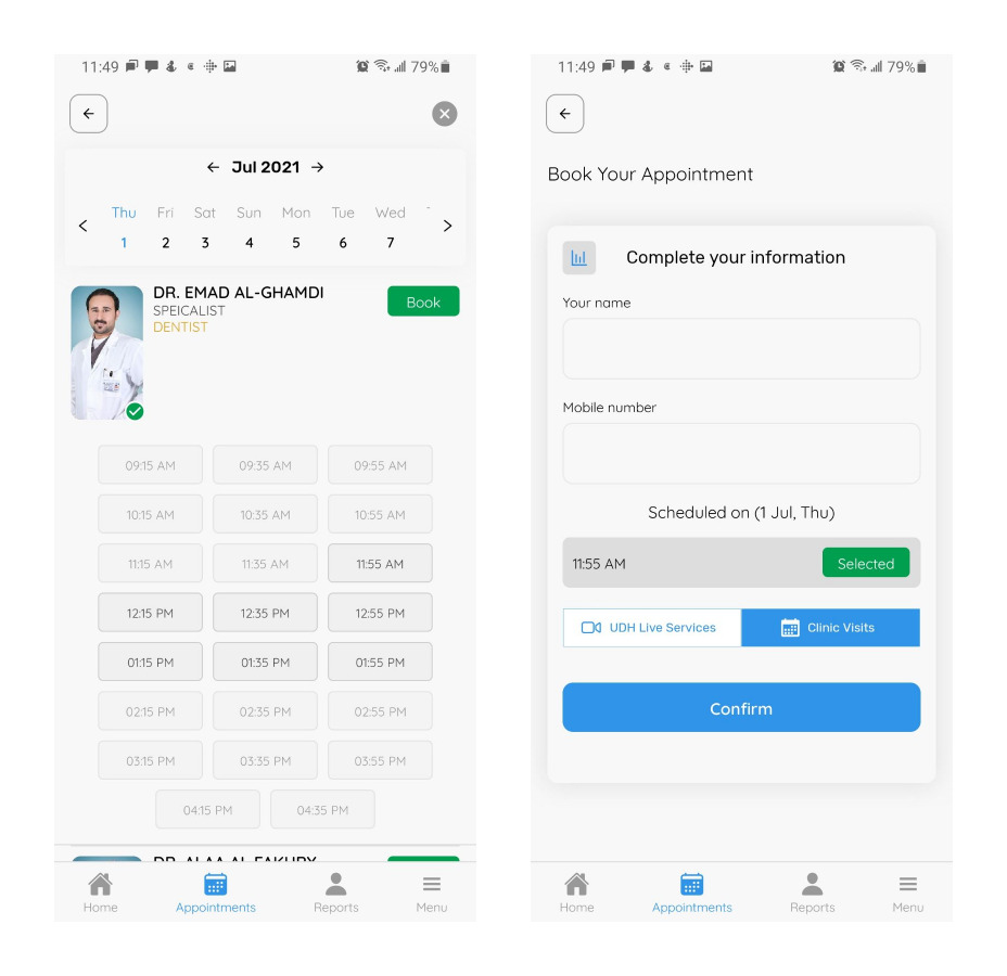 unified doctor's hospital app layout