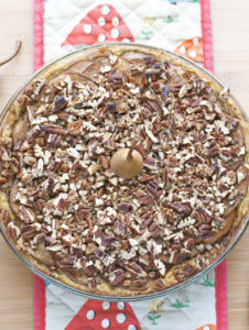 A pecan pie on top of a table.