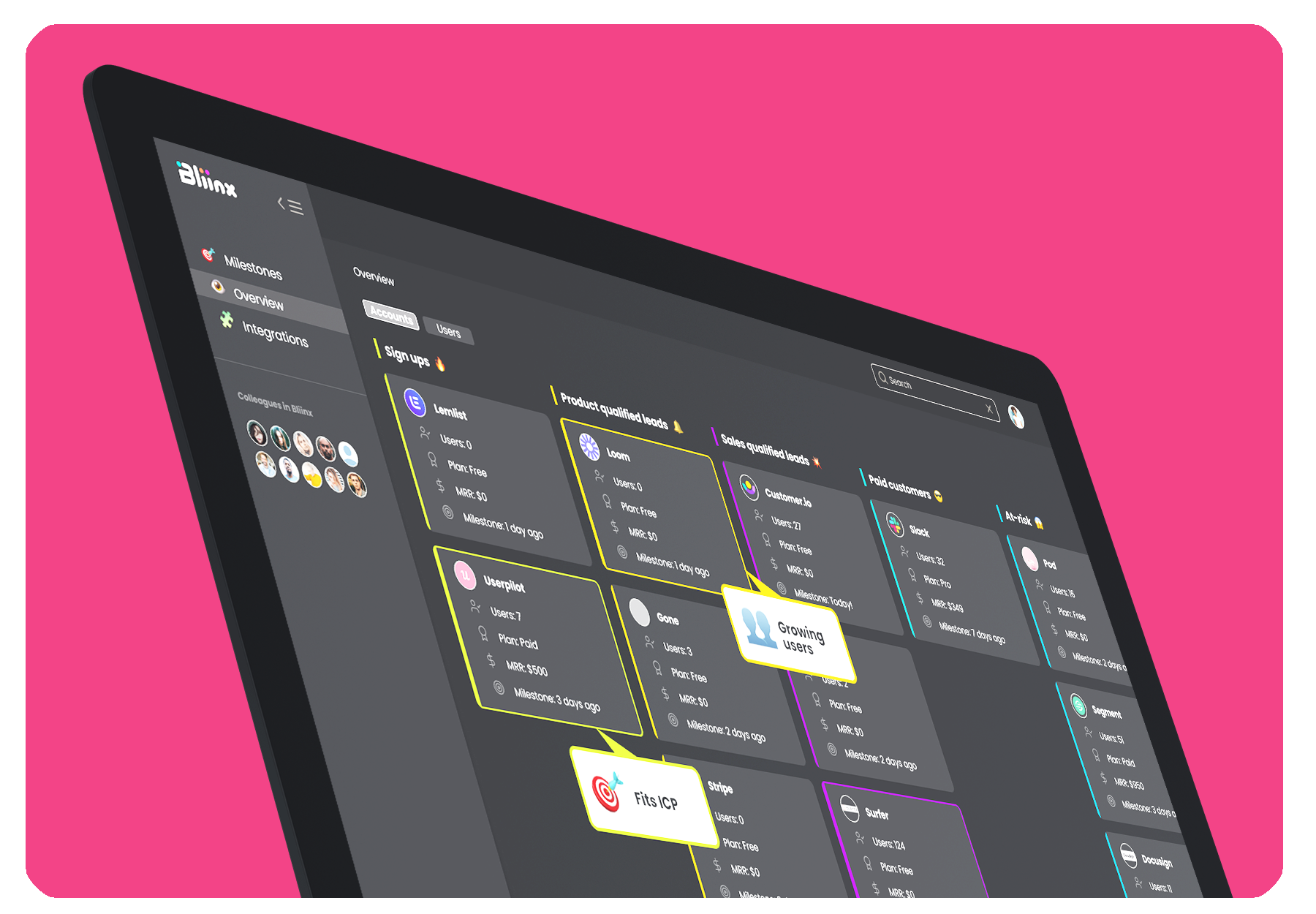 Bliinx interface on screen