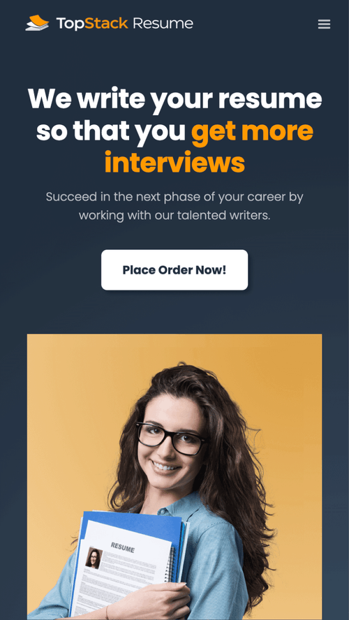 TopStack Resume website mobile