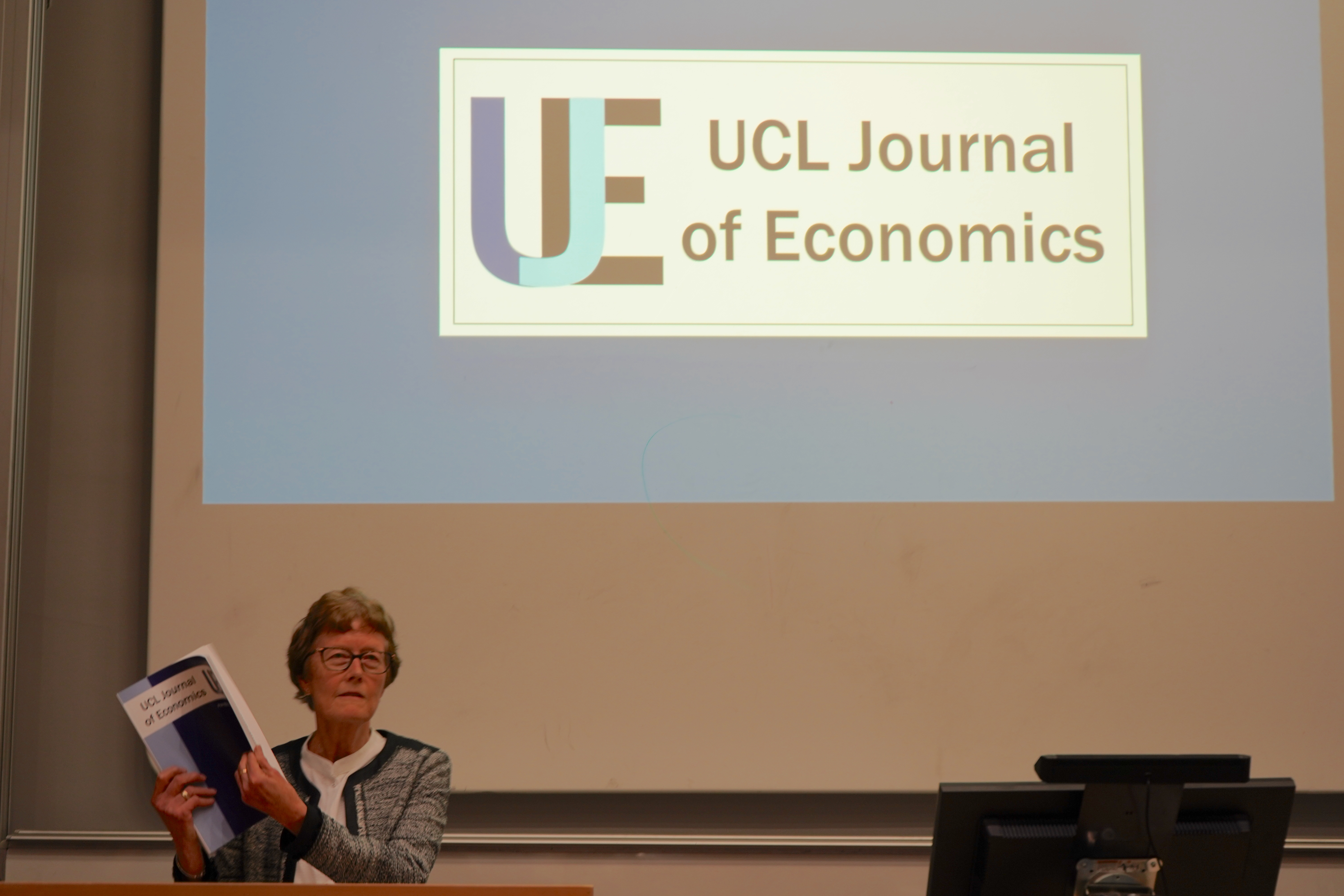 Wendy Carlin opens the launch event of the UCL Journal of Economics.