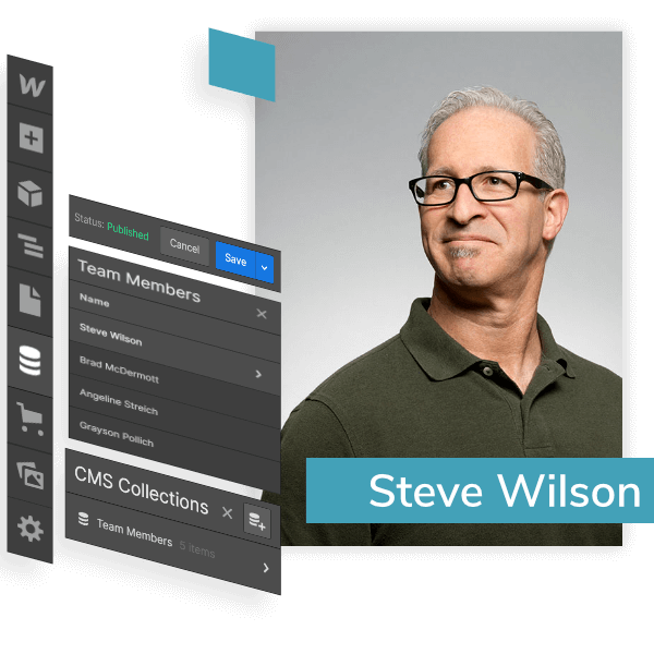 An illustration of CMS collection data being used in a Webflow Design